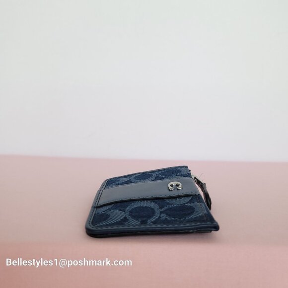 COACH Mini Skinny ID Card Case in Denim Signature- Deep Blue multi color⭐ - Picture 12 of 16